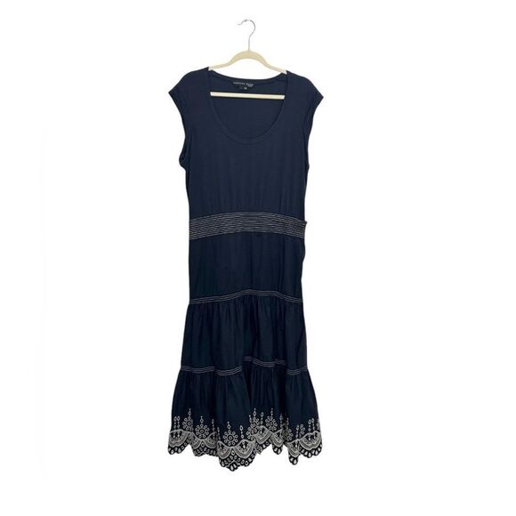 Veronica Beard Navy (Black?) White Midi Dress L XL - Picture 5 of 12